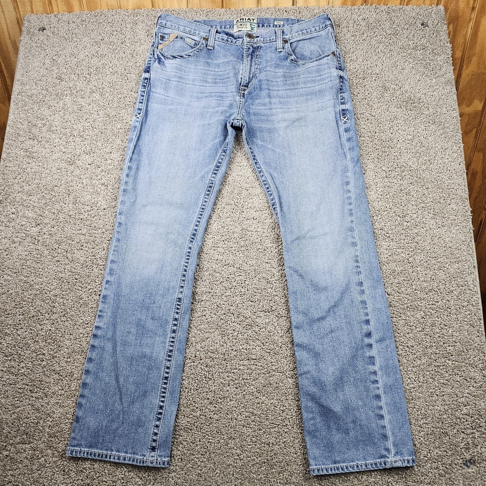 Ariat M7 Slim Fit Straight Leg Jeans Mens 38x34 Blue Denim Western Cowboy